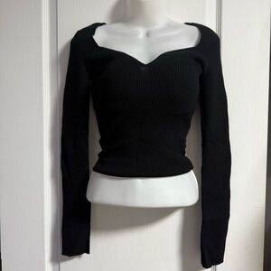 H&M Black Ribbed Long Sleeve Top